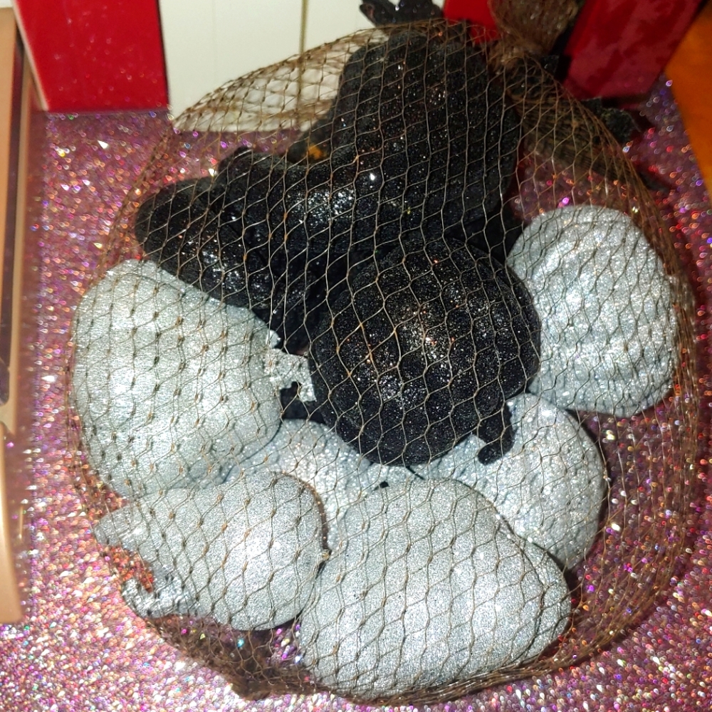 Glitter Pumpkins & Gourds Tabletop decorations Silver & Black Halloween